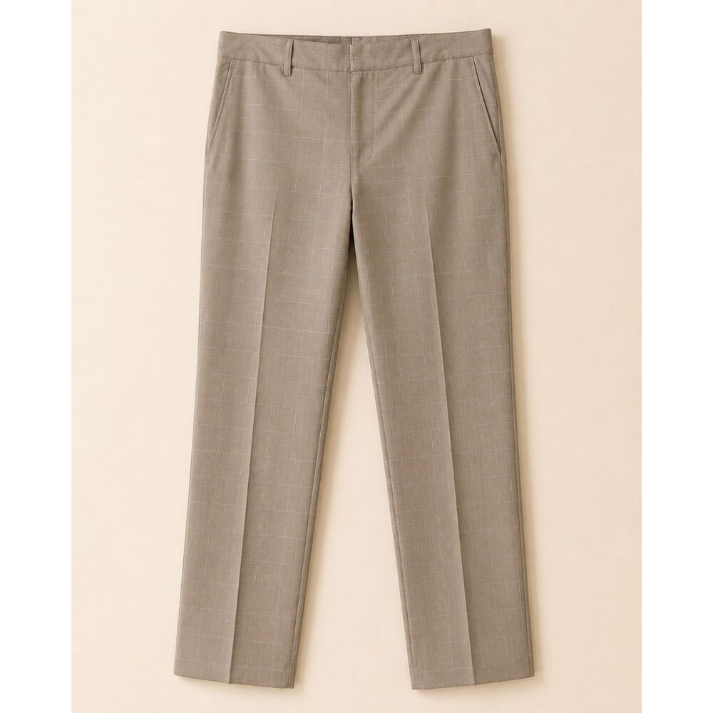 Banana Republic Modern Fit Dress Pants | Men's 34x34 | Taupe Windowpane Plaid